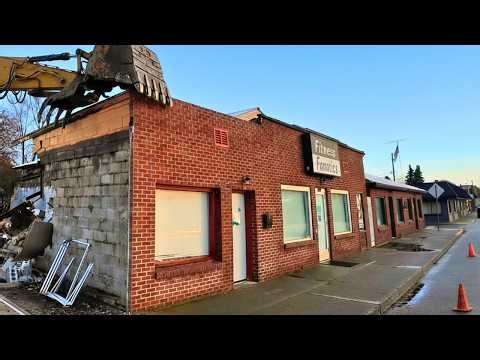 Whole Row Of Small Town Buildings DEMOLISHED by Cat Excavator
