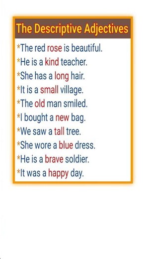 Underline the Descriptive Adjectives #shorts