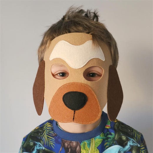 Kids Dog Face Mask – Felt Therian Animal Costume Party Accessory - Etsy