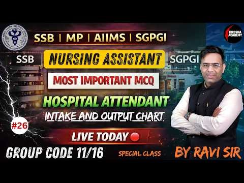 AIIMS CRE-5/MP/SSB/SGPGI, Hospital Attendant MCQ 🔥 | Nursing Assistant One Shot | Exam Booster#26