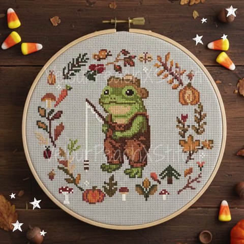 Fisherman Frog Cross Stitch Pattern, Goblincore Embroidery, PDF Pattern, Digital Download - Etsy