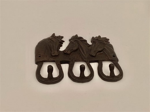 Vintage Cast Iron Three Horse Wall Hanging Key Hook - Etsy