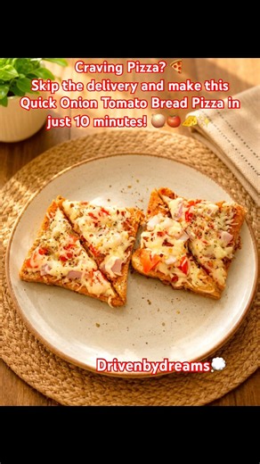 🍕 Onion Tomato Bread Pizza 🧅🍅🧀