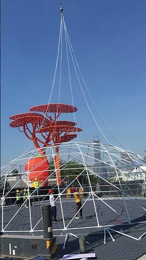 Negative pressure 3D and light projection dome project installation and construction #dome #3d