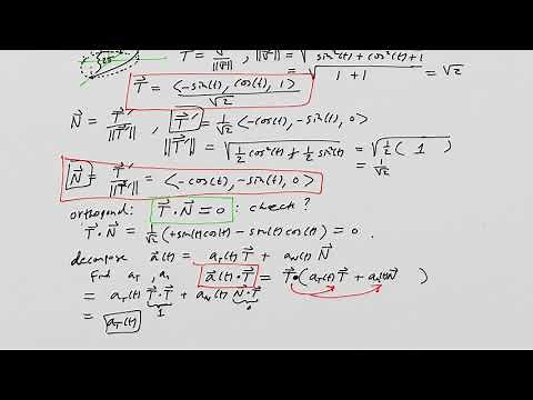 Decomposing acceleration vector using tangent, normal, and binormal vectors