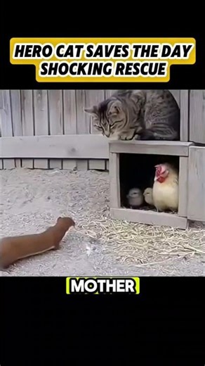 Brave Cat Saves Hen & Chicks from Mongoose Attack 🐈🐥🐔#cat #chicks #rescue