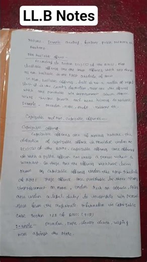 Classification of offences under the bnss ..LLB 3rd sem notes.