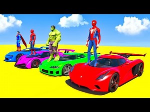 GTA 5 Spider-Man vs Superheroes Crazy Ramp Challenge with Super Cars | Episode 30