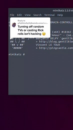 Replying to @g7q0hfw5q3hj6wto2z.onion happy now??? I can make more #hacking videos if people want to see them #ChevyEVSongContest #fyp #mimikatz