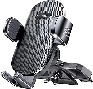 Car Phone Holder, Universal CD Slot Phone Mount, Hands Free Automobile Cell Phone Stand, 360° Adjustable Phone Mount for Car Compatible with iPhone & Android Cell Phones (Black)
