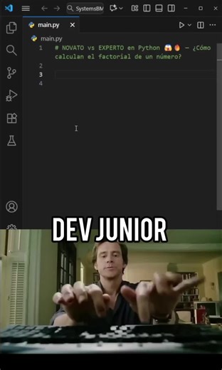 NOVATO vs EXPERTO en Python 😱🔥 — ¿Cómo calculan el factorial de un número? . ¿Sabías que hay muchas formas de calcular un factorial en Python? . Mientras unos usan loops eternos, otros aplican recursión o math.factorial. 🧮 . Aprende a escribir menos y hacer más con funciones limpias. 💻 . Cuéntame: ¿quieres que el siguiente sea con recursividad pura o una función lambda? 👀 . Sígueme para aprender Python con ejemplos cortos, reales y virales 🚀 . #python #paratiiiiiiiiiiiiiiiiiiiiiiiiiiiiiii 