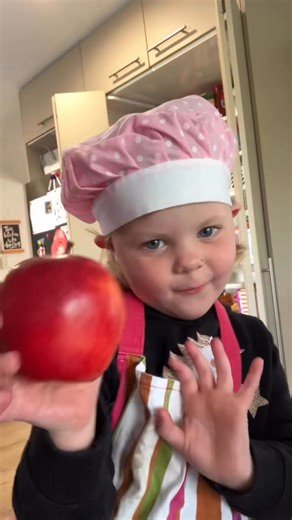 Sarah here with my Sous Chef Sophie trying out a cake recipe using just an apple, egg and cocoa powder (and a couple of choc buttons) | The Breeze NZ