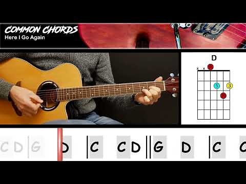 Here I Go Again (ver1) - Whitesnake | EASY GUITAR LESSON | Scrolling Chords & Lyrics