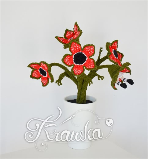 Crochet Pattern ENG (PDF) Stranger Bouquet by Krawka | Geeky Horror Flower Home Decor (download) - Etsy