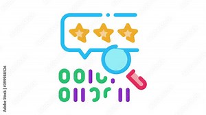 binary code research and assessment Icon Animation. color binary code research and assessment animated icon on white background