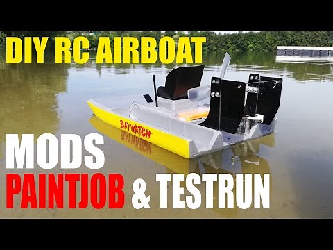 DIY RC AIRBOAT | MODS | BAYWATCH PAINTJOB & TESTRUN