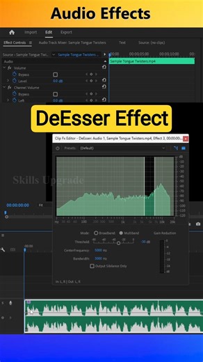 Mode in DeEsser Effects #premierepro #shorts #tamil #videoediting #tutorial #skillsupgrade #pc