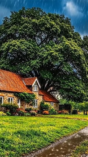 Rainy Day in Beautiful Stone Cottage 🌧️ | Peaceful Rain Sounds & Nature View