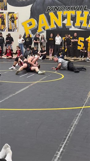 Senior Jason Morrow with the 📌 and SCC championship at 215lbs! #BigRedsLEAD | Centerville Community Schools