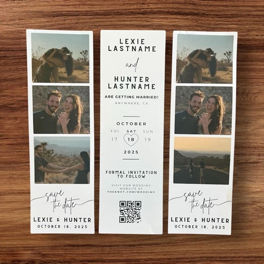 Photo Strip Save the Date Template, DIY Save the Date Template, Editable and Printable, Canva Save the Date Template With QR Code - Etsy