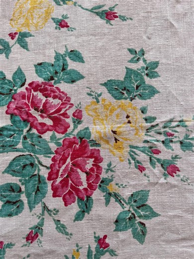 Vintage Linen Floral Tablecloth - Etsy