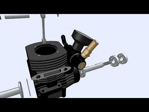 Solidworks animation of a Nitro engine (exploded view)