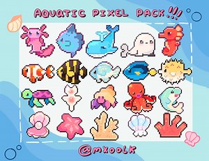 Ocean Pixel Art Pack -- Twitch Badges, Video Game Assets, Streaming, and More! - Etsy