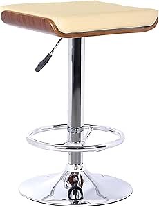 Armen Living Java Barstool in Cream Faux Leather and Chrome Finish, Walnut Wood Finish , 24-33