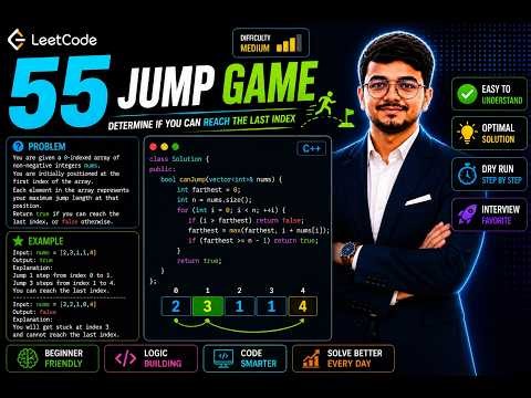 LeetCode #55 Jump Game 🚀 | Greedy Algorithm Explained | Best C++ Solution | O(n) Interview Problem