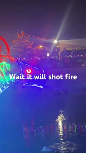 Cool dragon made of lights that shots fire