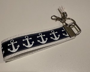 Blue and White Anchor Wristlet - Etsy
