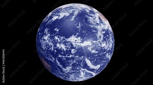 Photo realistic 3d earth slowly spinning on black background. Animation of Planet Earth rotation. Elements of this media furnished by NASA. Seamless Looping isolated 4K video, Luma Matte attached.