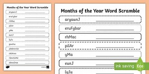 Months of the Year Word Scramble Activity