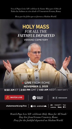 Watch Pope Leo XIV celebrate the Holy Mass for the Day of All Psalms live from the Summer Cemetery, Rome. Pray for the faithful who went to Shalom World. Spanish: Vea al Papa León XIV celebrar la Santa Misa por el Día de Todos los Salmos en vivo desde el Cementerio de Verano de Roma. Reza por los fieles que fueron al Mundo Shalom. | Pope Leon XIV