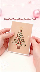 🎄DIY Embroidered Christmas Card 💌 Easy Tutorial for Beginners 🪡🎁 #embroidery #christmas