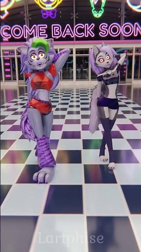 Roxanne Wolf and Loona Dancing The Whiplash Emote at Pizzaplex #shorts #fnaf