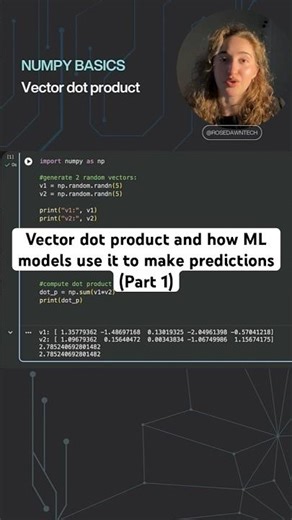 Vector dot product code #machinelearning #ml #programming #coding #computerscience #ai #codinglife