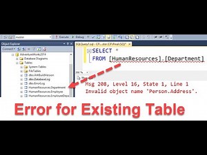 “INVALID OBJECT NAME” IN SSMS