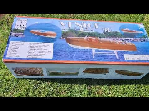 Vintage RC Venice 90 Remote-Controlled Wooden Boat Kit New In Box Beautiful Rare