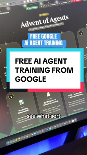 Google just dropped something wild. 31 days of free AI agent building. One new pattern every day. Copy-paste code that actually runs. No fluff. No theory. Just build. Week 1 — build your first agent, add memory, connect MCP servers Week 2 — wire multiple agents together (7 different patterns) Week 3 — voice agents, multimodal, cross-framework orchestration Week 4 — security, evals, deploy to production Everything I've built with agents so far has been in Claude Code. This is me expanding the too