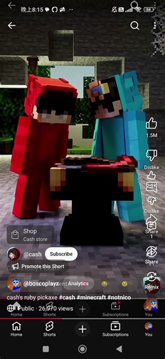 cash's ruby pickaxe #cash#nico#minecraft