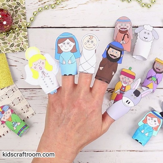 13K views · 100 reactions | Looking for a fun religious Christmas craft for kids? This lovely set of ten Nativity Finger Puppets to print is a wonderful way to bring the Christmas story to life. Get your printable here: https://kidscraftroom.com/nativity-finger-puppets-to-print/ | Kids Craft Room | Facebook