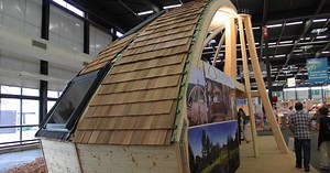 The UFO-like Domespace rotating wooden house