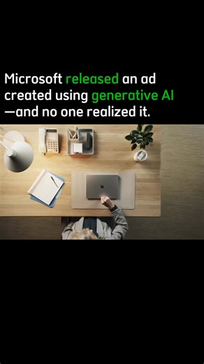 Microsoft made an ad using AI—and no one noticed. Microsoft’s January 2025 ad for the Surface Pro and Laptop was mostly created using generative AI—script, visuals, and storyboards—without viewers noticing. Only a few close-up shots were filmed traditionally. Using tools like Hailuo and Kling, the team saved 90% in time and cost. 🎥: youtube.com/@surface #AIMarketing #Microsoft #AI #GenerativeAI #DealonAI | Dealon.ai