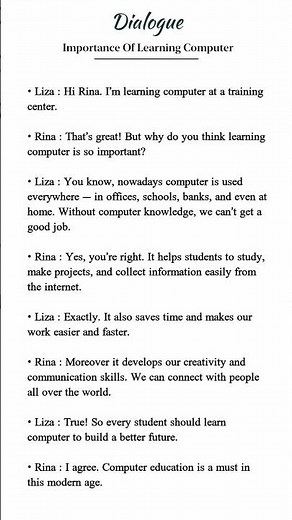 Dialogue Between Rina & Liza About Importance Of Learning Computer || #dialogue #shots