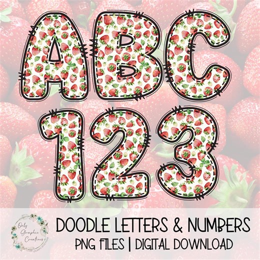 Summer Strawberry 3 Doodle Letter Clip Art Bundle, Images, PNG, Files, Digital Download, Sublimation - Etsy