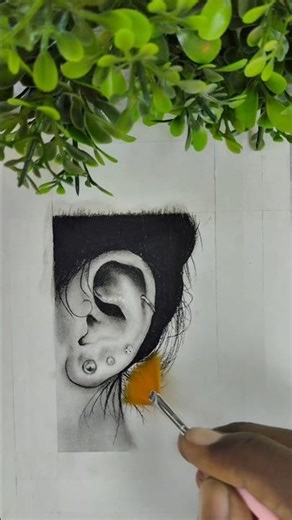 Realistic ear drawing charcoal 🥰 #shorts #art #drawing #ytshorts #youtubeshorts