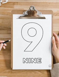 Number 9 Coloring Page | Educational Learning Activity (digital PDF Download) - Etsy