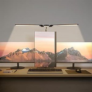 LED Desk Lamp, Anti Eyestrain with Blue Light Blocking Glasses Included, 3000K-6500K with Clamp, Architect Style Swing Arm, Wide Monitor Computer Light for Home Office Gift
