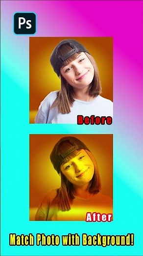 Match Photo with Background in Photoshop – Easy Blur & Blend Trick #shorts